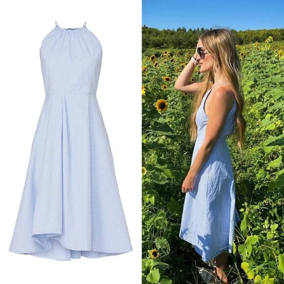 Jason Wu Apron Dress Sleeveless Fit & Flare Striped Blue & White 0 - Picture 2 of 9